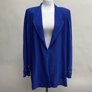 Misook Knit Cardigan Top Jacket Blazer 2X Blue or Purple Texured Grommets NWT